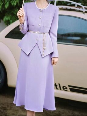 Unbranded Elegant Lavender Midi Skirt - Sophisticated Women's S Skirt and blazer